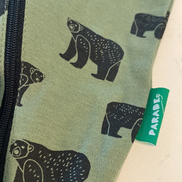 Parade Organic Cotton Black Bears Long Sleeve Infant Onesie 3M NWT 💚🖤 - Picture 3 of 8